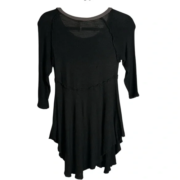 Free People Intimately Weekend Layering Top Black Gray Combo Burnout S Raw Edge - Picture 6 of 11